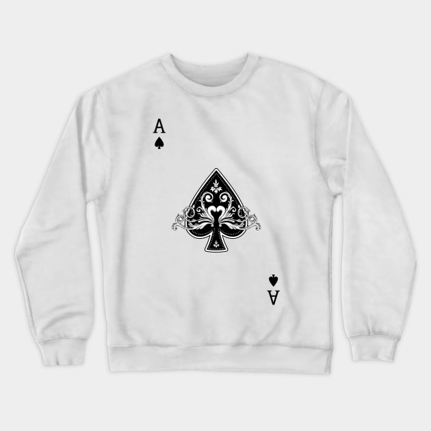 Ace of Spades Vintage Cool Black Crewneck Sweatshirt by Blue Planet Boutique